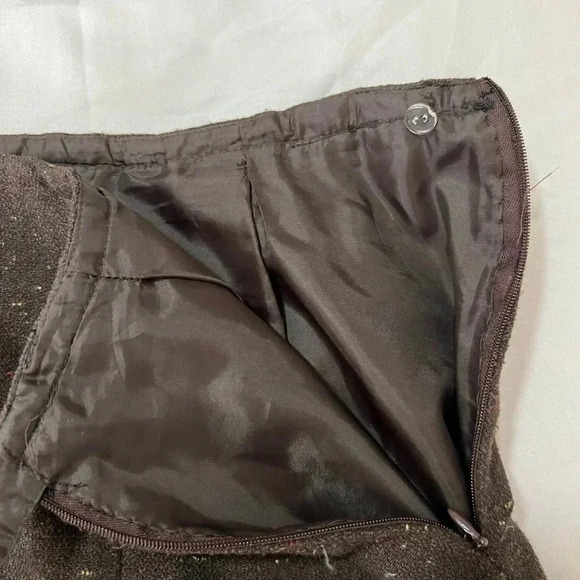 COLD WATER CREEK SKIRT BROWN WOOL TWEED ALINE MID LENGTH PLEATED SIZE 4 - Picture 8 of 13